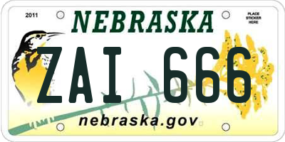 NE license plate ZAI666