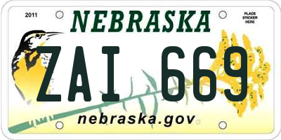 NE license plate ZAI669
