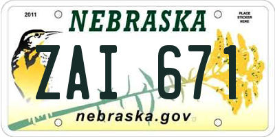 NE license plate ZAI671