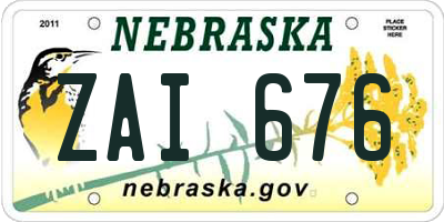 NE license plate ZAI676