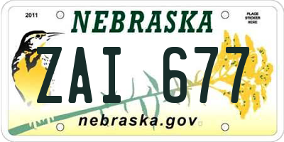 NE license plate ZAI677
