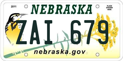 NE license plate ZAI679