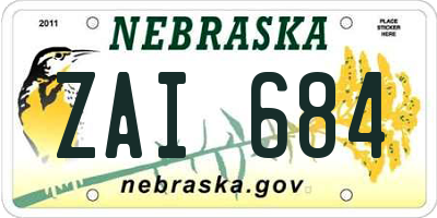 NE license plate ZAI684