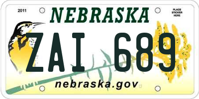 NE license plate ZAI689