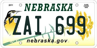 NE license plate ZAI699