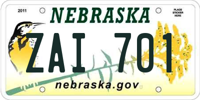 NE license plate ZAI701