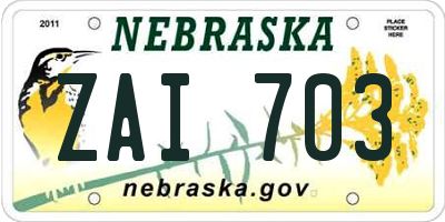 NE license plate ZAI703