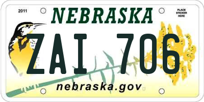 NE license plate ZAI706
