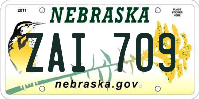 NE license plate ZAI709