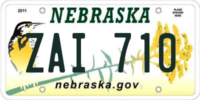 NE license plate ZAI710