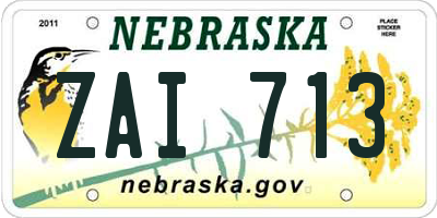 NE license plate ZAI713