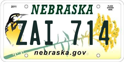 NE license plate ZAI714