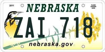 NE license plate ZAI718