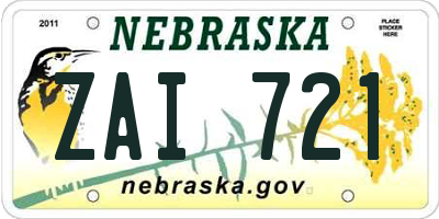NE license plate ZAI721