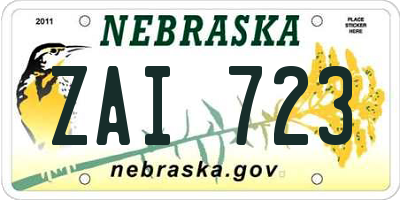 NE license plate ZAI723