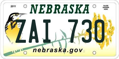 NE license plate ZAI730