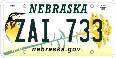 NE license plate ZAI733