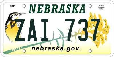 NE license plate ZAI737