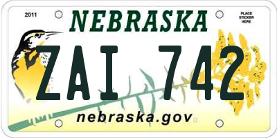 NE license plate ZAI742