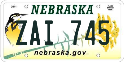 NE license plate ZAI745