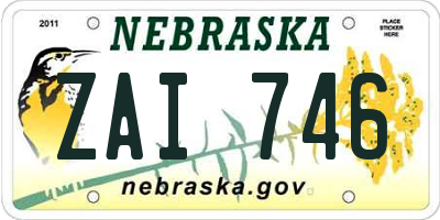 NE license plate ZAI746
