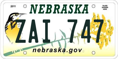 NE license plate ZAI747