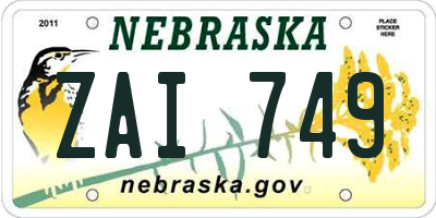 NE license plate ZAI749