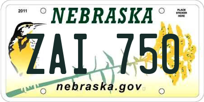 NE license plate ZAI750