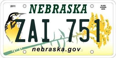 NE license plate ZAI751