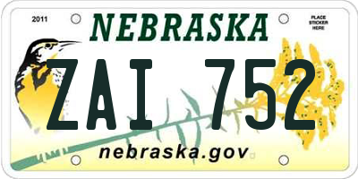 NE license plate ZAI752