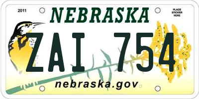 NE license plate ZAI754