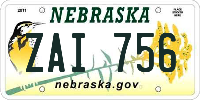 NE license plate ZAI756