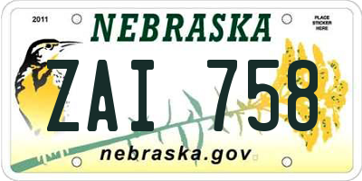 NE license plate ZAI758