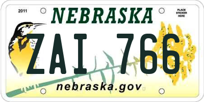 NE license plate ZAI766