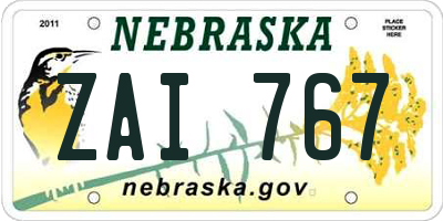 NE license plate ZAI767