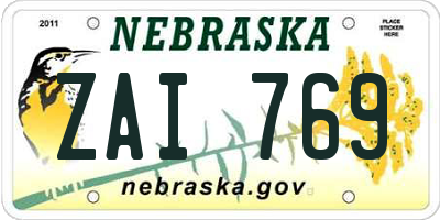 NE license plate ZAI769
