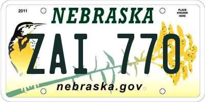 NE license plate ZAI770