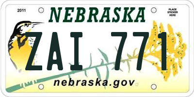 NE license plate ZAI771