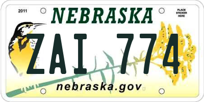 NE license plate ZAI774