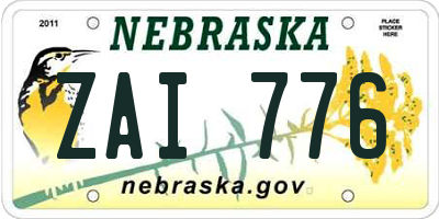 NE license plate ZAI776