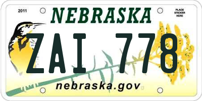 NE license plate ZAI778