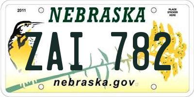 NE license plate ZAI782