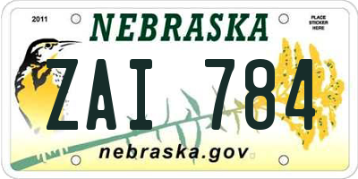 NE license plate ZAI784