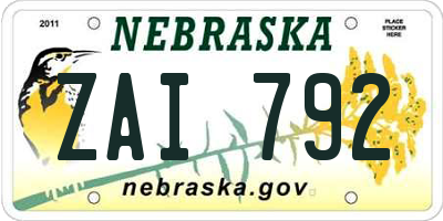 NE license plate ZAI792