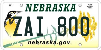 NE license plate ZAI800