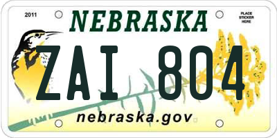 NE license plate ZAI804