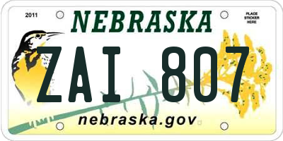 NE license plate ZAI807