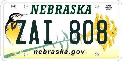 NE license plate ZAI808