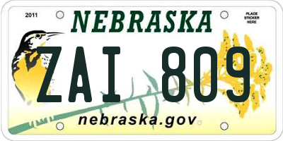 NE license plate ZAI809
