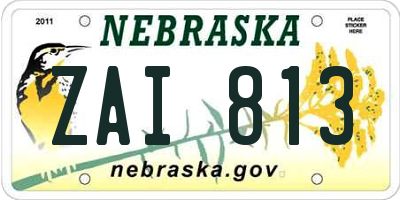 NE license plate ZAI813